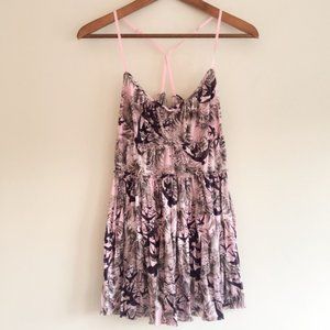 Free People Pink Pattered Racerback Tank Top